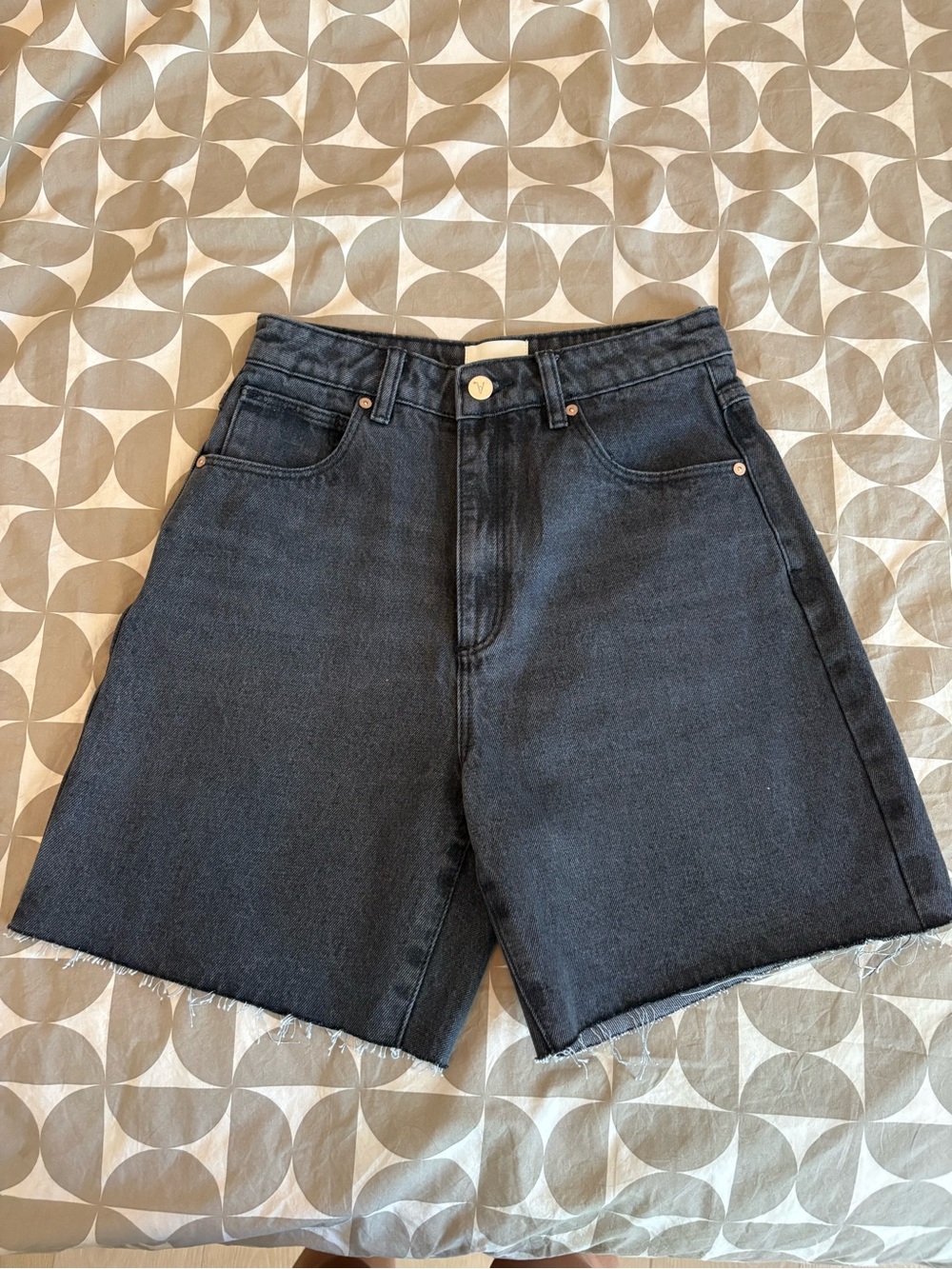 Abrand high waist dark grey denim shorts